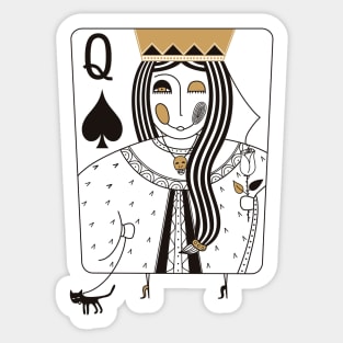 Queen of Spades playing card. Black ledy .Valentines day Sticker